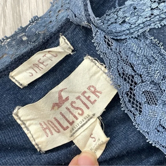 Hollister Y2K Tank Top lace babydoll womens Blue (small) stretch vintage 2000s - Picture 2 of 7
